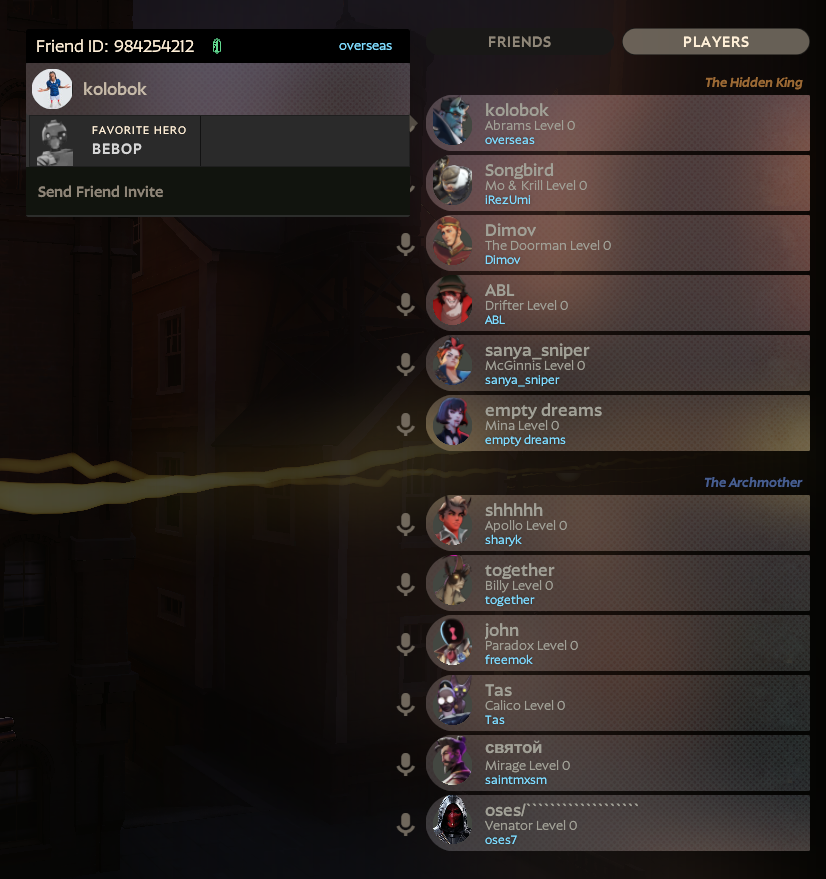 SteamNotes in the Deadlock ESC player list and a mini-profile