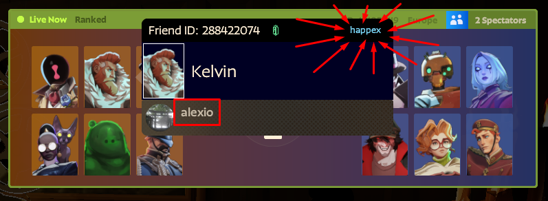 SteamNotes nickname in an active match mini-profile