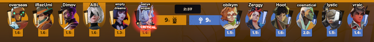 Saved player names displayed above the Deadlock top bar